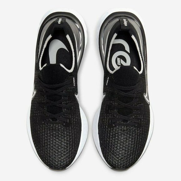 Nike React Infinity Run Flyknit CD4371-002 Black White Running Shoes Mens NEW